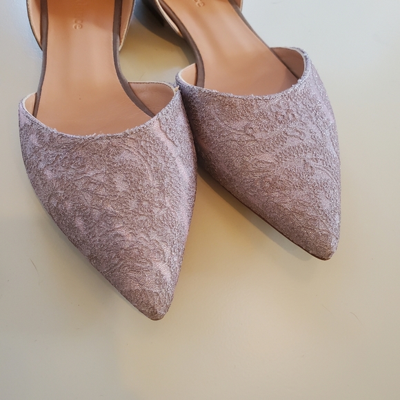 Sundance Catalog Pointed Toe Flats 39 Damask Lace Shimmer Leather 8.5 - Picture 2 of 9